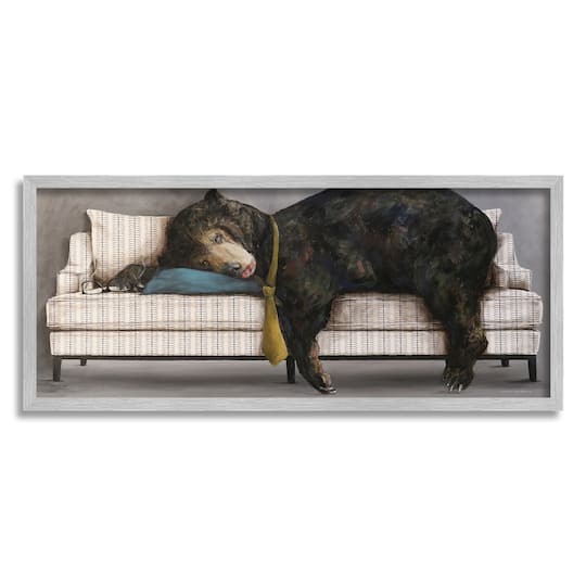 Stupell Industries Exhausted Papa Bear Sleeping Business Tie Modern Couch Framed Wall Art